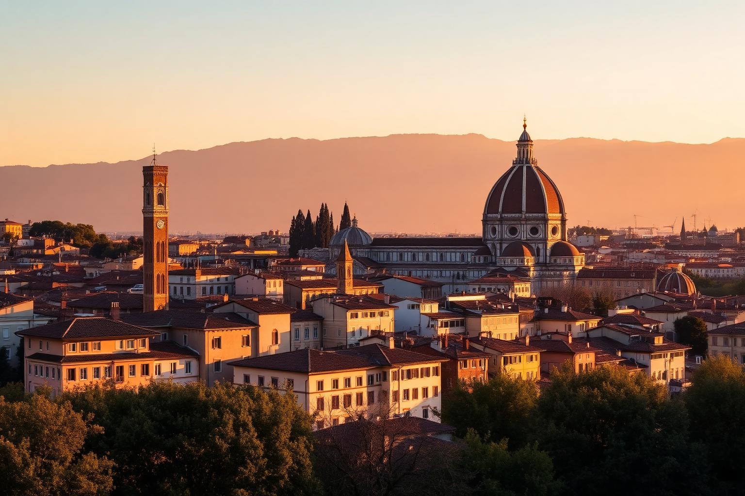 Florence skyline with the Duomo at golden hour